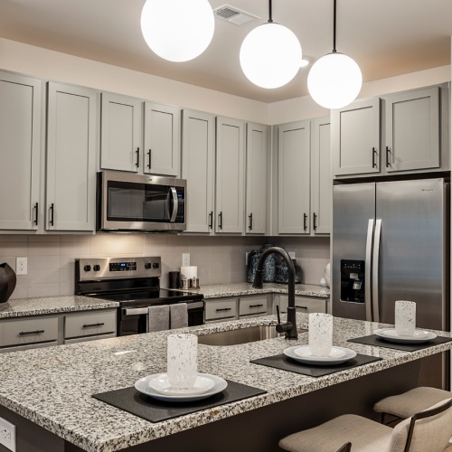 Kitchen with table sized island